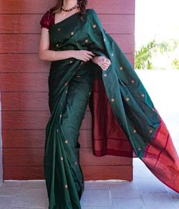 Elegant Green Saree with Red Border