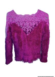 Cute Furry Pink Lace Sweater