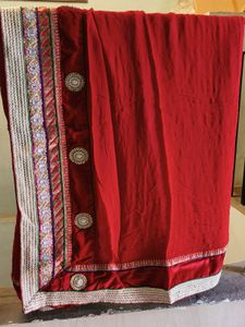 Red Embellished Saree