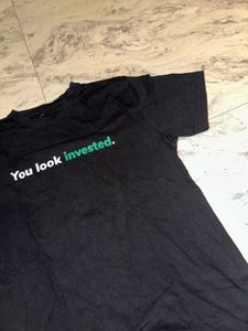 Black "You look invested." T-Shirt