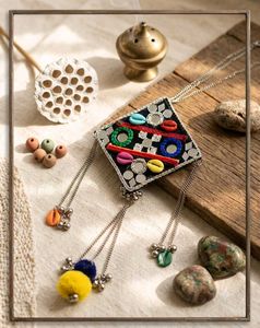 Bohemian Mirror &amp; Shell Hair Clip