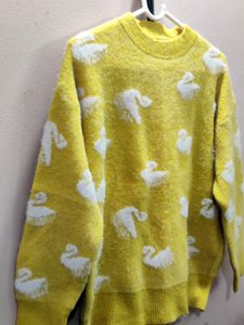 imported women's yellow crewneck sweater