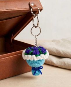 Handmade Crochet Flower Bouquet Keychain