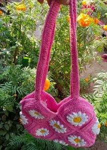 Handmade Crochet Daisy Bag