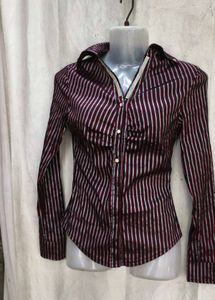 28138. Women's Striped Button-Up Shirt
