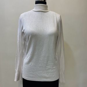 White Turtle Neck Top