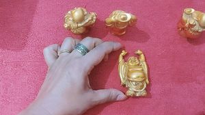 Set of 4 Golden Laughing Buddha Idols