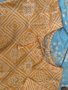 Yellow Printed Cotton Kurta