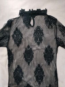 Black Lace Sheer Top