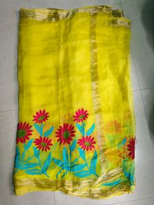 Beautiful Saree Embroiding Work With Blouse