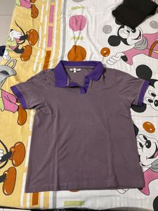Purple Polo T-Shirt with Contrast Collar