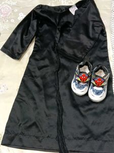Black Silk Kurta with Spiderman Shoes