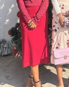 Elegant Burgundy Midi Skirt