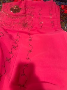 Elegant Pink Embroidered Saree