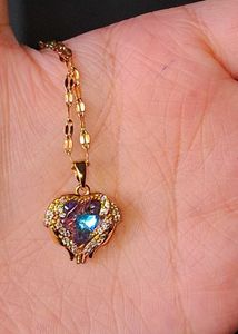 18k Gold Polish Heart Bling Necklace