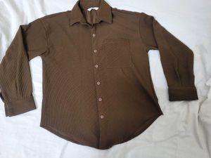 women's relaxed brown corduroy shirt