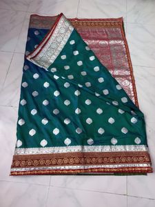 Peacock Blue Dual Tone Banarasi Saree