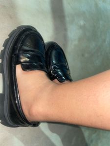 Chunky Sole Black Loafers