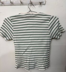 Striped Button-Up Cropped Top