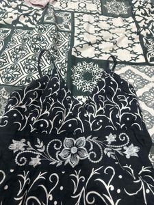 Black Floral Print Ethnic dress