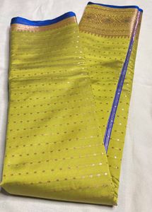 Elegant Pesta Green Saree with Gold Border