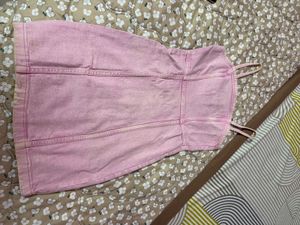 Pink Denim Spaghetti Strap Bodycon Mini Dress