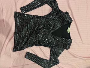 Sparkling Black Party Blouse