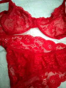 Red Lace Bra and Panty Set