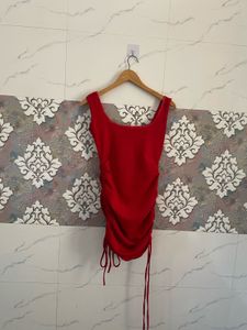Chic Red Ruched Bodycon Dress
