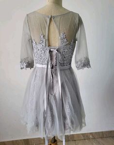 Elegant Grey Lace &amp; Tulle Dress. length 32