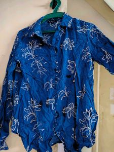 ALLEN SOLLY Floral Print Casual Blue Shirt 💙