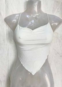 Chic White Ruched Halter Neck Crop Top