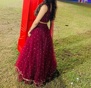 Red/Maroon Sequined Lehenga Choli women