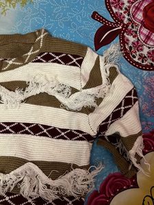 Striped Fringe Knit Sweater