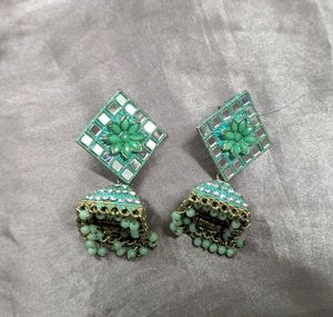 Bohemian Mirror Work Jhumka Earrings