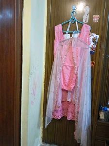 Pink Embellished Kurta Set with Dupatta