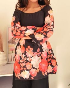 Floral Print Off Shoulder kurti