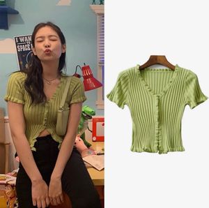 Cute Green Ribbed Button-Up Cardigan (UNUSED)