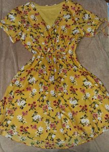 Yellow Floral Print Dress