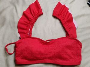 Red Ruffle Bikini Top
