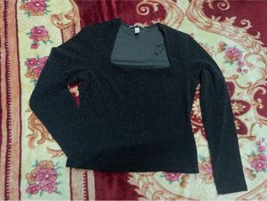 Sparkly Black Long Sleeve Top