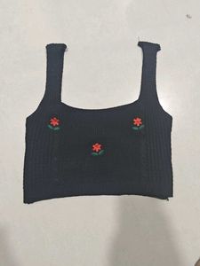 Floral Embroidered Knit Tank Top