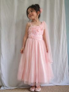 Elegant Pink Tulle Flower Girl Dress