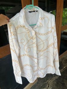 Chic Chain Print Button-Down Shirt