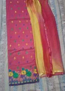 Embroidered Pink suit with Dupatta