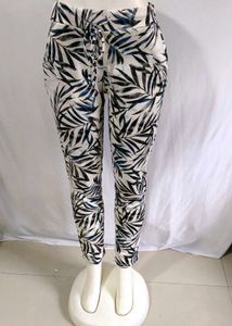Italian Brand Leaf Print Drawstring Pant Free Size