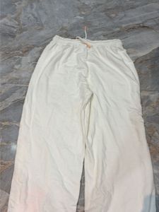Cream Jogger Pants with 'Love' Graphic