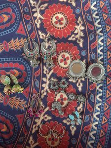 Boho Beaded Hoop Earrings &amp; Jhumka Set