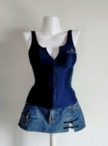 Y2k Navy Zip-Up sporty tank top