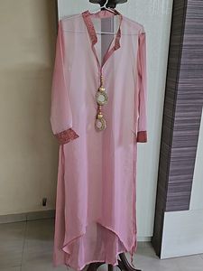 Pink Kurta With Plazzo And Dupatta